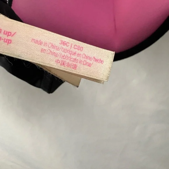 PINK Victoria's Secret Black Wear Everywhere Super Push Up Bra Sz 36C - Picture 11 of 13
